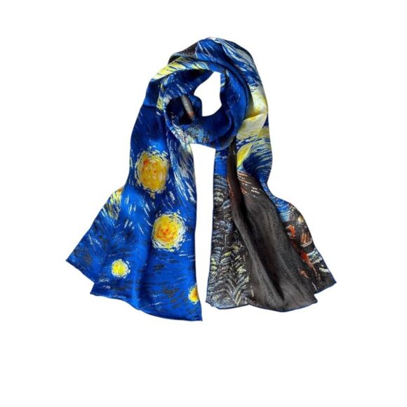 Artist Museum Collection Scarf Van Gogh Starry Skies - Picture 1 of 9